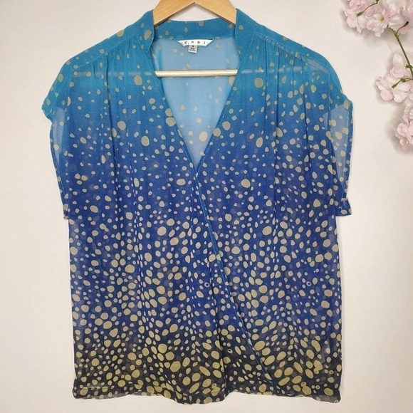 CAbi Bubble V-Neck Ombre Blouse Blue Size S - Picture 11 of 11